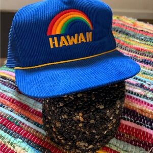 Vintage Blue Hawaii Corduroy Cap with Rainbow Embroidery